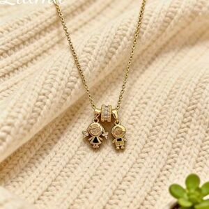 Stereoscopic Boy-Girl Pendant Necklace